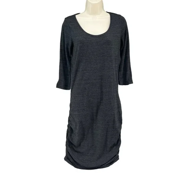 Express | Dresses | Express Sheath Dress Charcoal Grey Ruched Sides Modal  Blend 34 Sleeve Size S | Poshmark